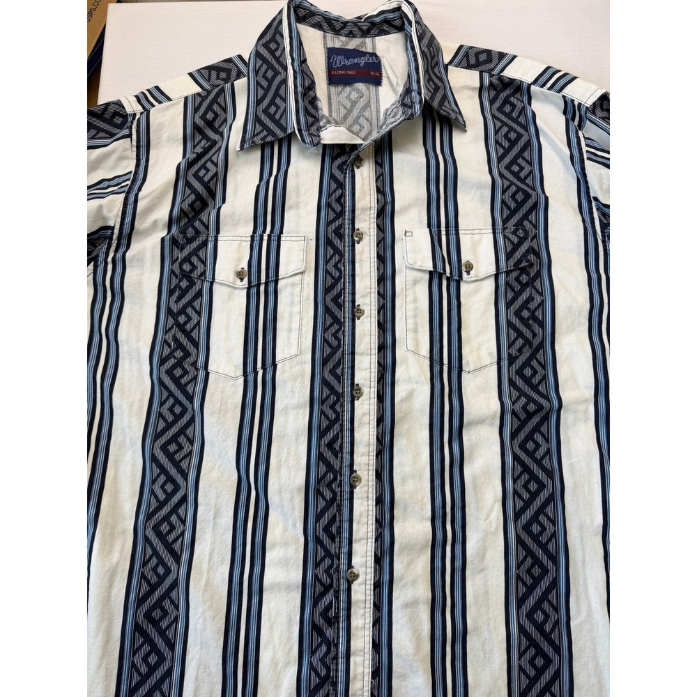 Wrangler X-Long Tails Vintage‎ Button Up Shirt 18-36 Aztec Stripe Western Cowboy - Picture 6 of 9